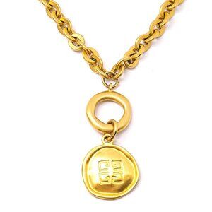 Vintage Givenchy Logo Matte Anchor Link 2 Strand Chain Gold Tone 16.5" Necklace